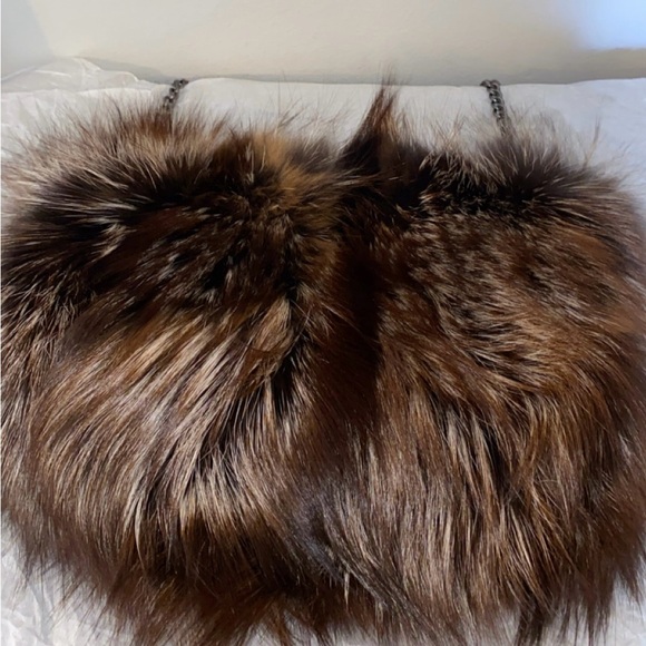 Luxurious Overland Real Silver Fox Fir Muff Clutch - Brown - Picture 7 of 8